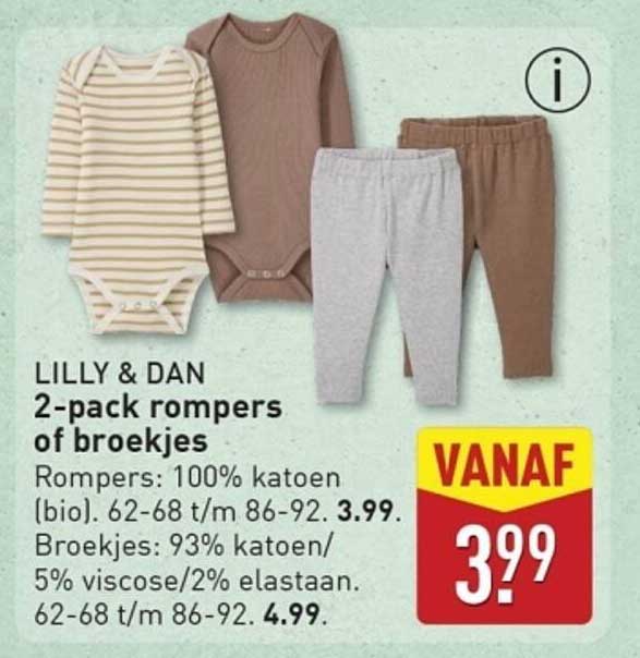 LILLY & DAN 2-pack rompers of broekjes