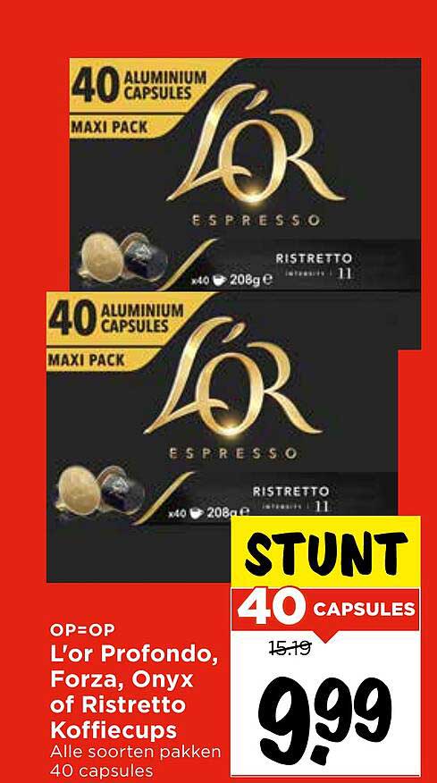 L'or Profondo, Forza, Onyx of Ristretto Koffiecups - 40 capsules