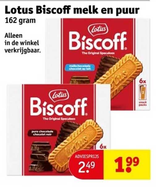 Lotus Biscoff melk en puur 162 gram