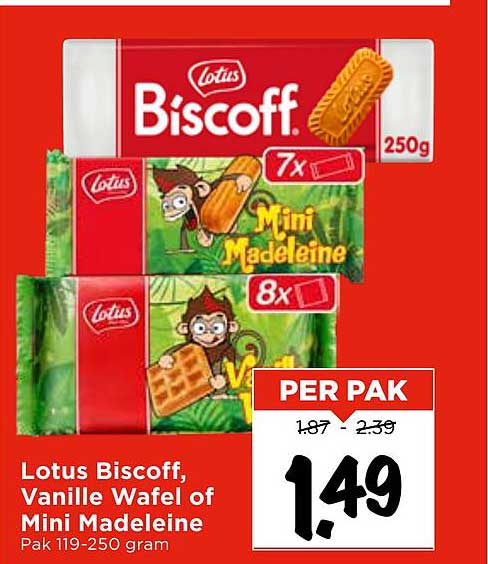 Lotus Biscoff, Vanille Wafel of Mini Madeleine