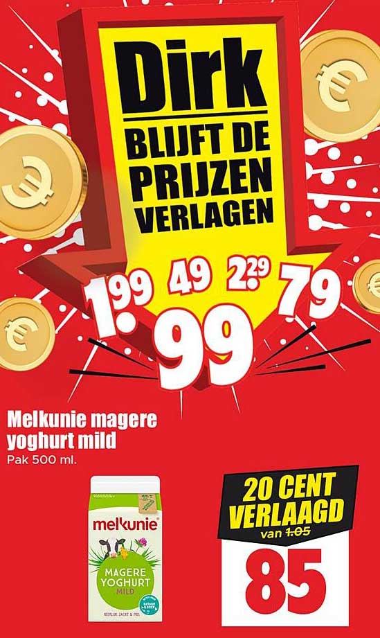 Melkunie magere yoghurt mild Pak 500 ml.