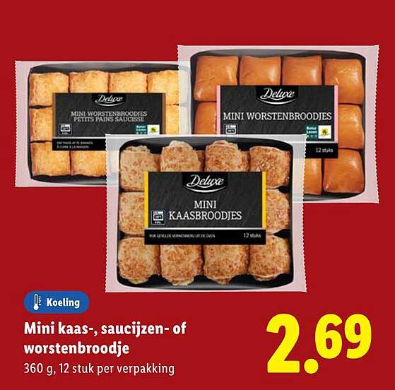 Mini kaas-, saucijzen- of worstenbroodje