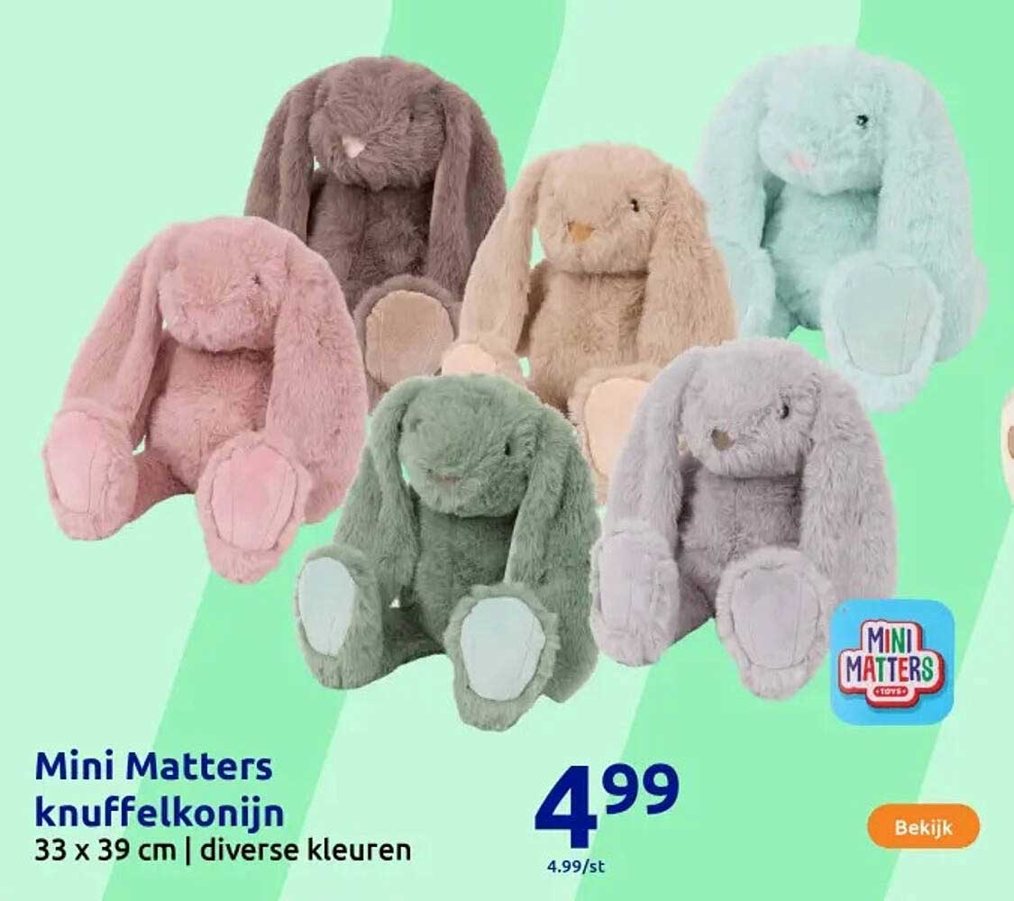 Mini Matters knuffelkonijn 33 x 39 cm | diverse kleuren