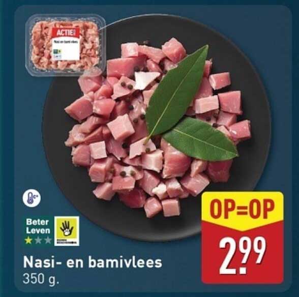 Nasi- en bamivlees 350 g.