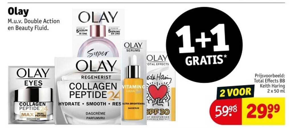 Olay M.u.v. Double Action en Beauty Fluid 1+1 GRATIS