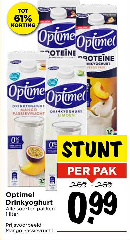 Optimel Drinkyoghurt 1 liter - aanbieding