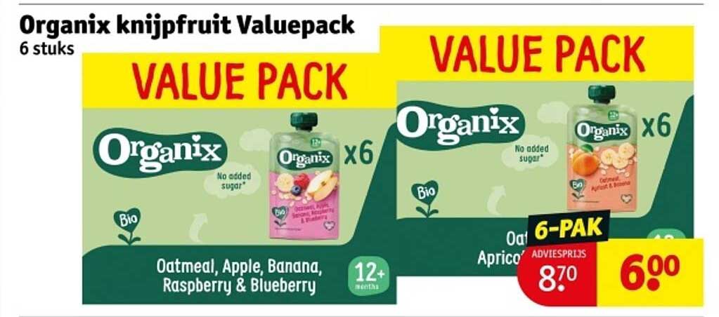 Organix knijpfruits Valuepack 6 stuks