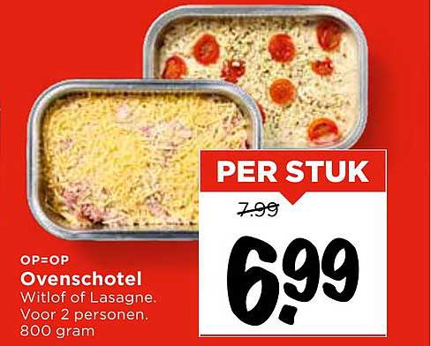Ovenschotel Witlof of Lasagne. Voor 2 personen. 800 gram