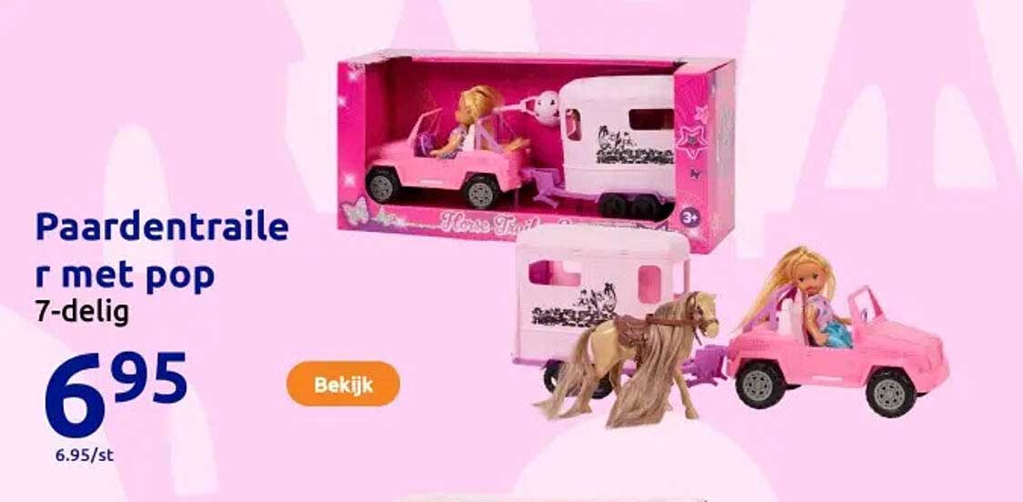 Paardentrailer met pop 7-delig