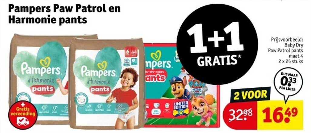 Pampers Paw Patrol en Harmonie pants 1+1 GRATIS