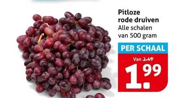 Pitloze rode druiven Alle schalen van 500 gram