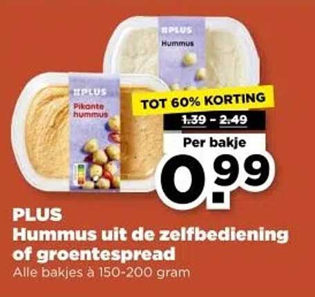 PLUS Hummus uit de zelfbediening of groentespread