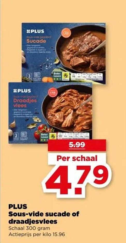 PLUS Sous-vide sucade of draadjesvlees