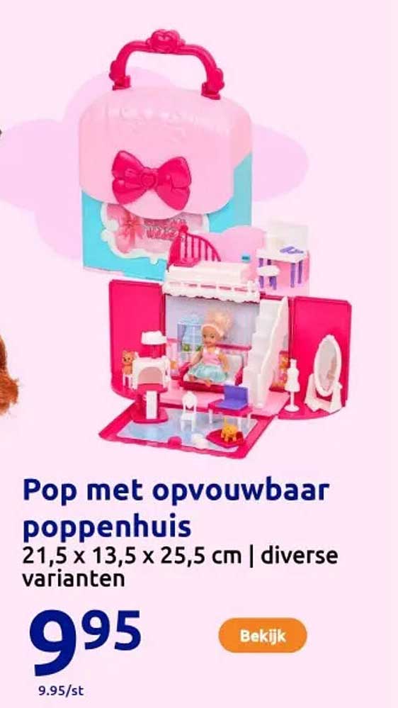 Pop met opvouwbaar poppenhuis