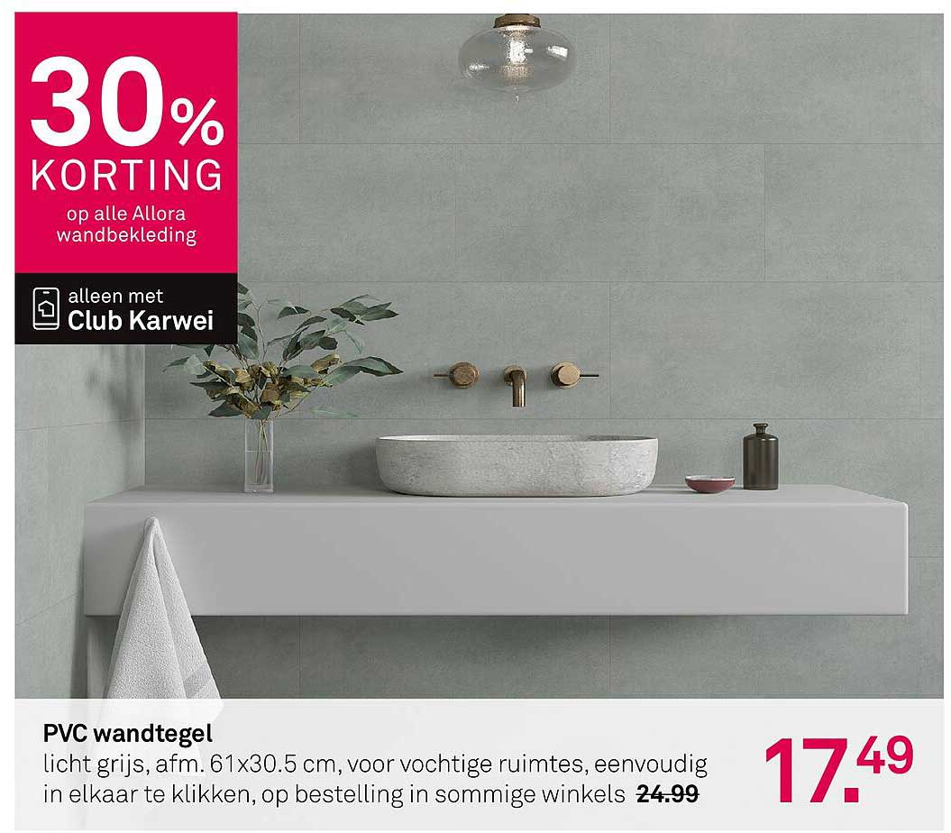PVC wandtegels licht grijs 61x30.5 cm