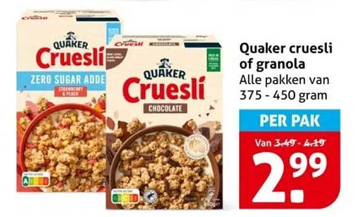 Quaker cruesli of granola