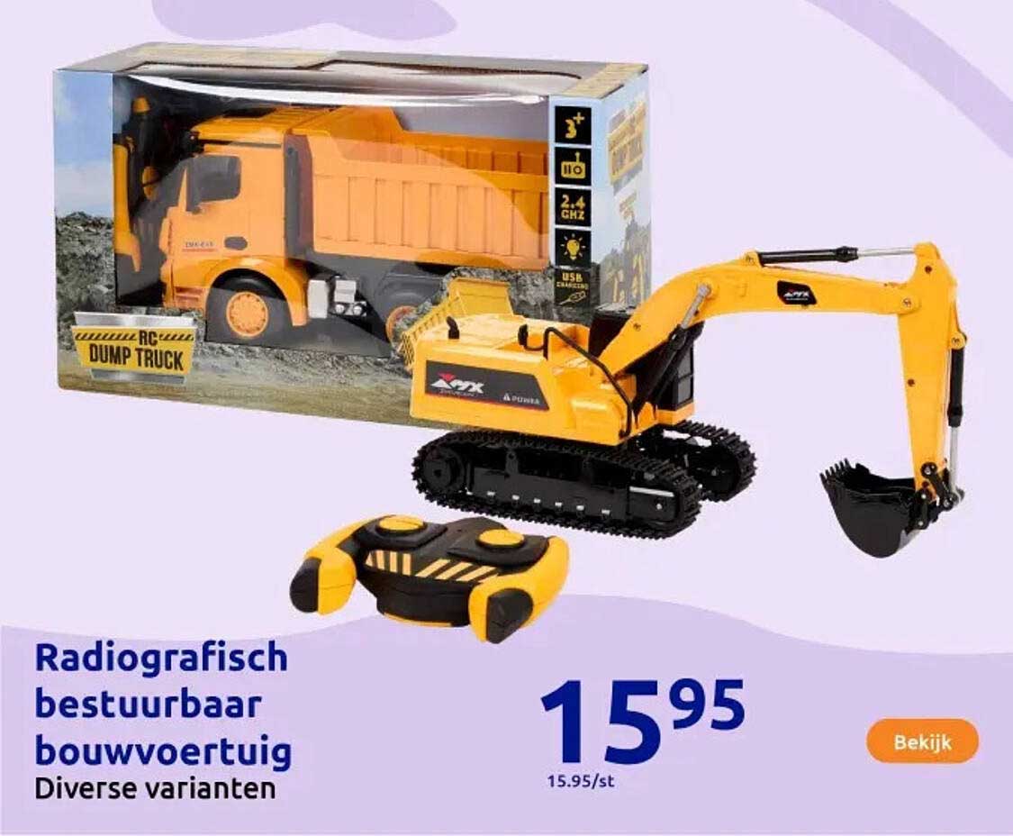 Radiografisch bestuurbaar bouwvoertuig