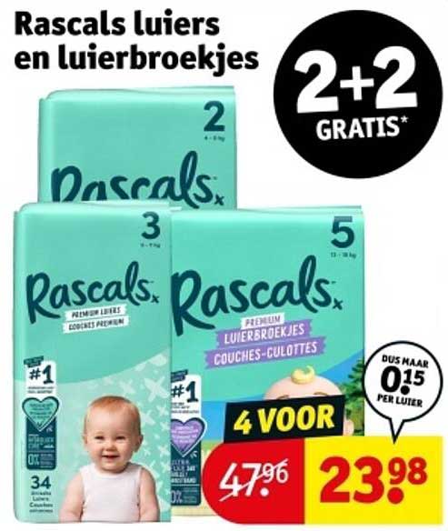 Rascals luier en luierbroekjes 2+2 GRATIS