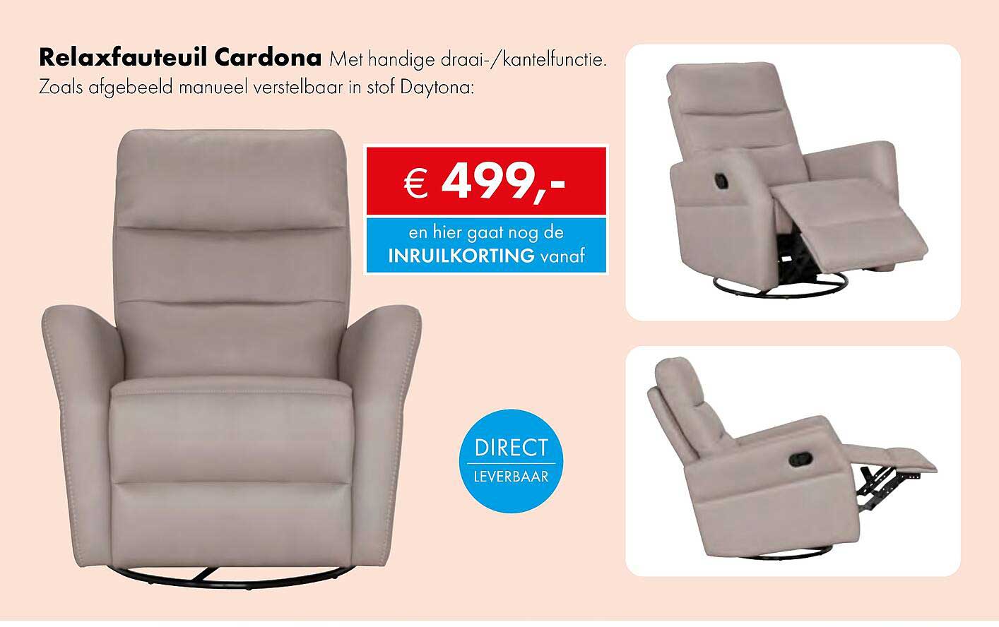 Relaxfauteuil Cardona Met handige draa-/kantelfunctie