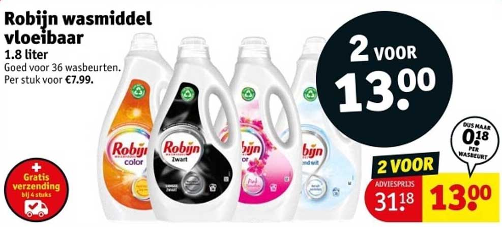 Robijn wasmiddel vloeibaar 1.8 liter
