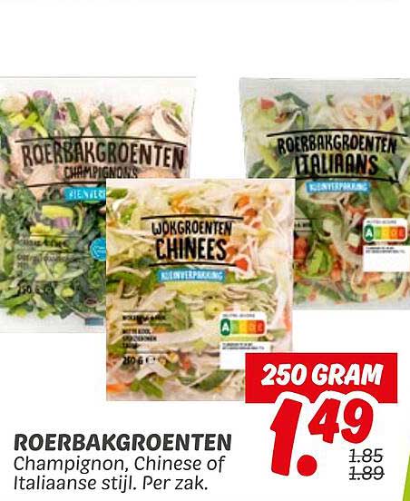 ROERBAK GROENTEN - CHAMPIGNON, CHINESE OF ITALIAANSE STIJL - PER ZAK