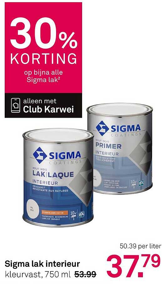 Sigma lak interieur kleurvast, 750 ml