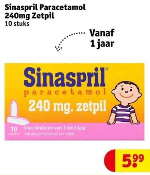 Sinaspril Paracetamol 240mg Zetpil 10 stuks