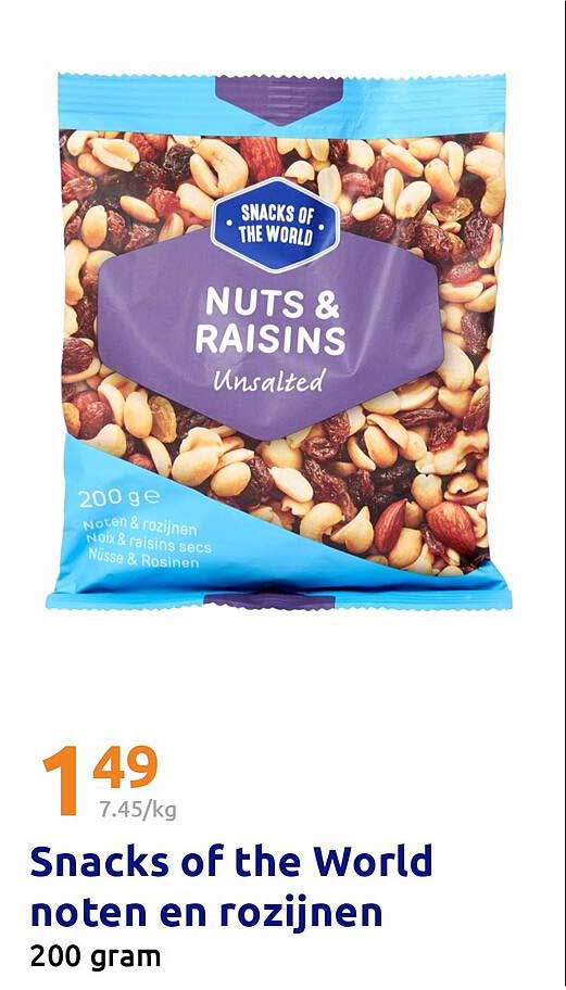 Snacks of the World noten en rozijnen
