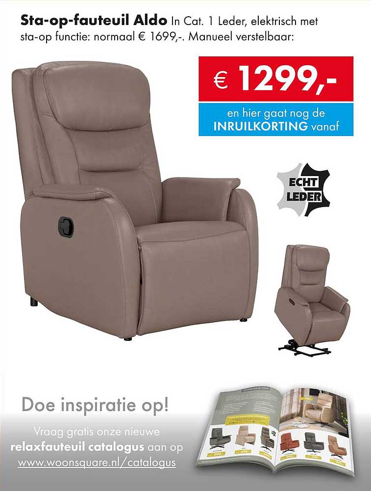 Sta-op-fauteuil Aldo In Cat. 1 Leder, electrisch met sta-op functie