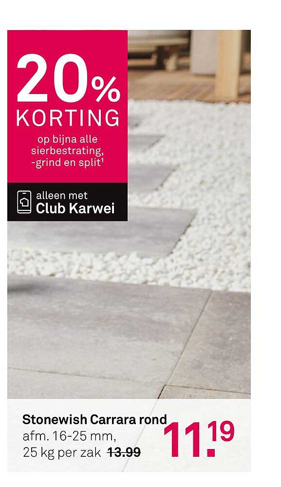Stonewish Carrara rond afm. 16-25 mm, 25 kg per zak