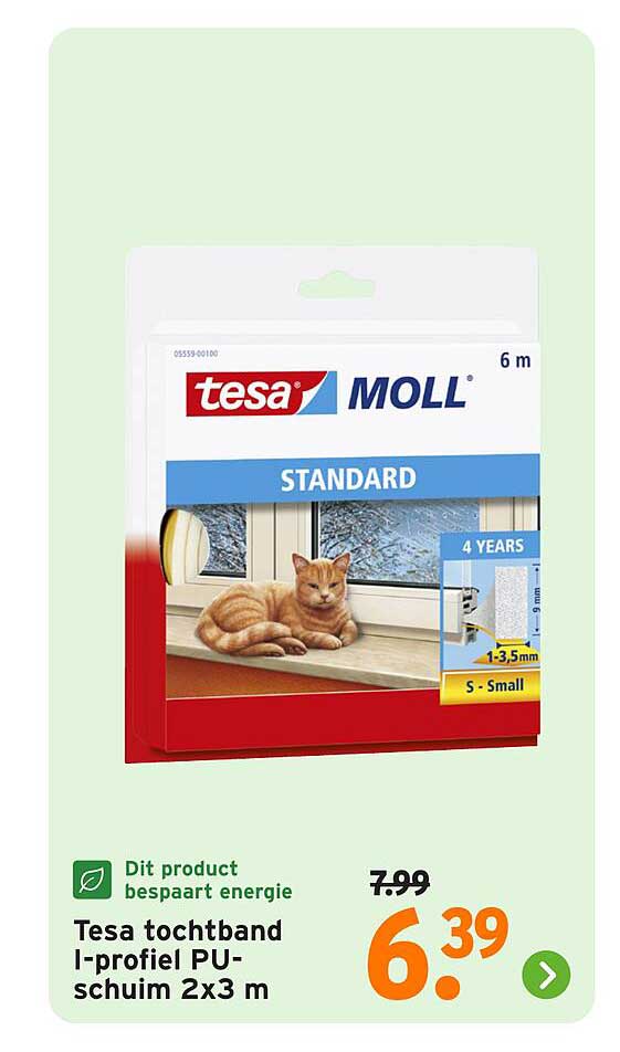 Tesa tochtband I-profiel PU-schuim 2x3 m