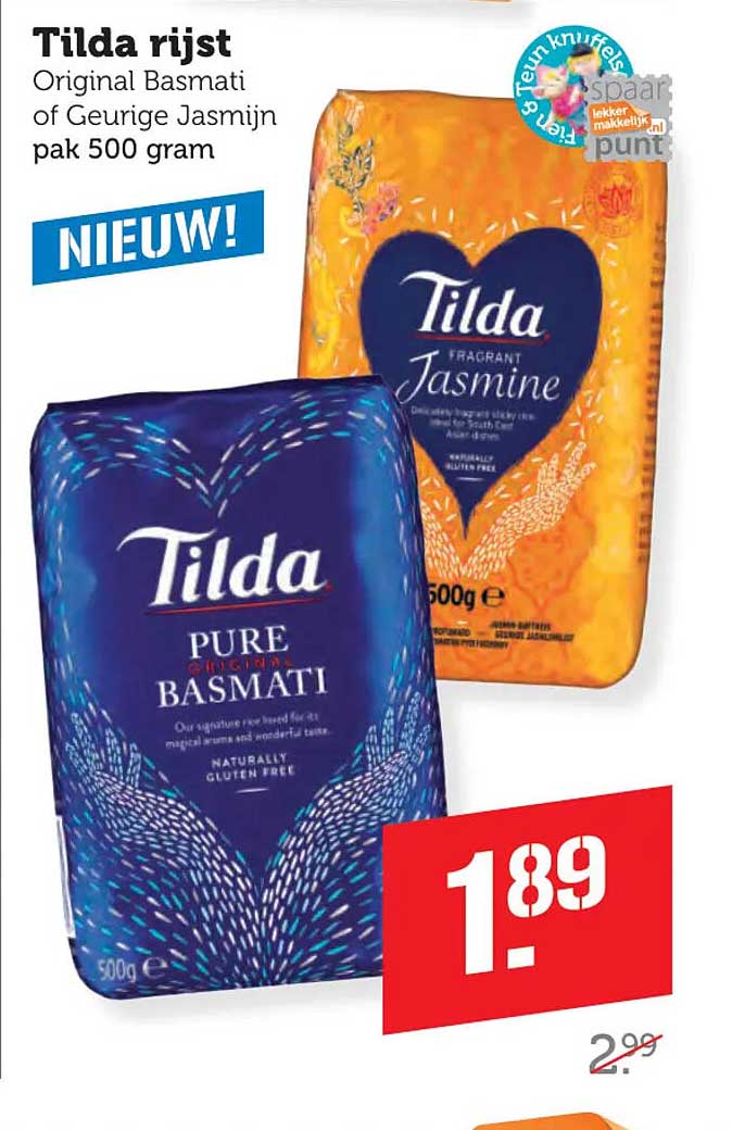 Tilda rijst Original Basmati of Geurige Jasmijn pak 500 gram