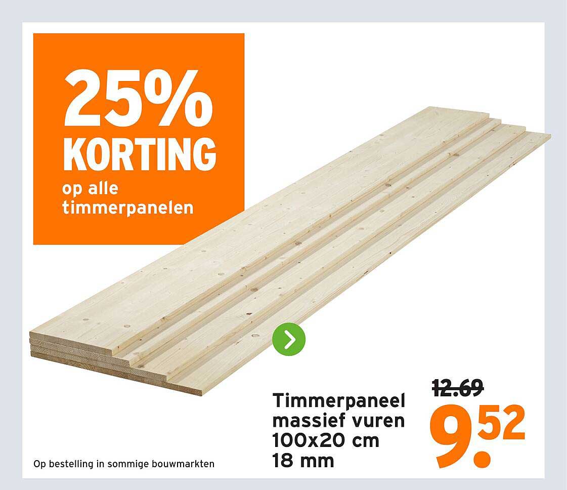 Timmerpaneel massief vuren 100x20 cm 18 mm