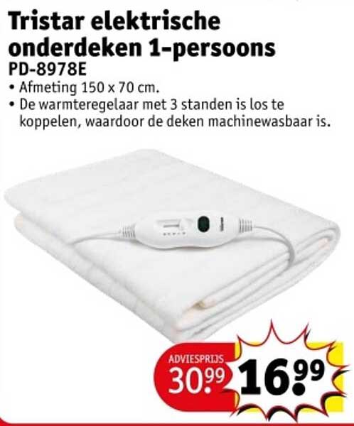 Tristar elektrische onderdeken 1-persoons