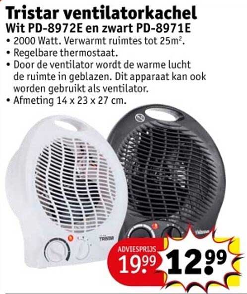 Tristar ventilatorkachel Wit PD-8972E en zwart PD-8971E