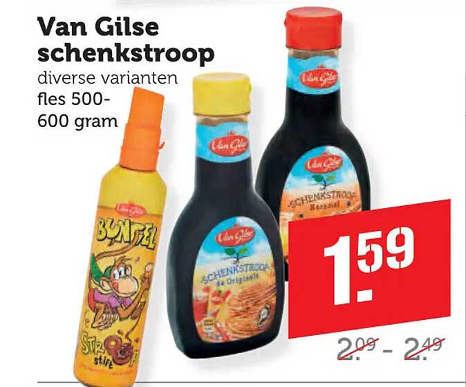 Van Gilse schenkstroop diverse varianten fles 500-600 gram