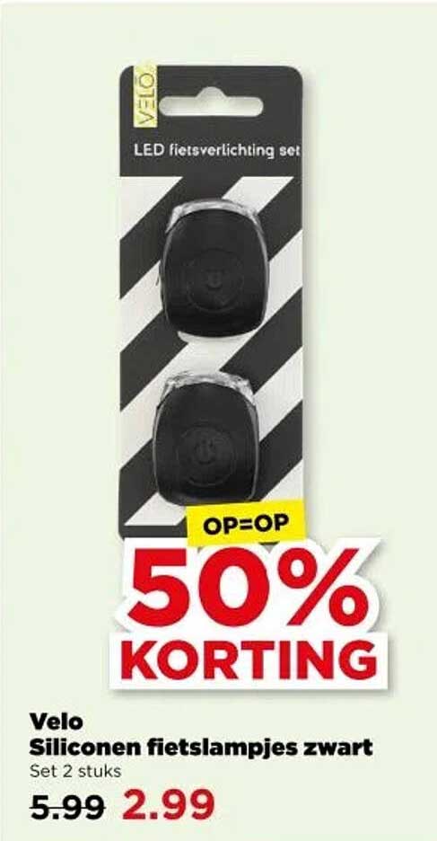 Velo Siliconeen fiets lampjes zwart Set 2 stuks