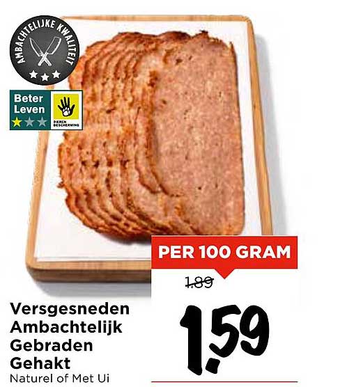 Versgesneden Ambachtelijk Gebraden Gehakt Naturel of Met Ui
