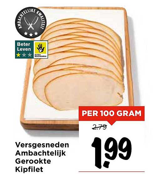 Versgesneden Ambachtelijk Gerookte Kipfilet