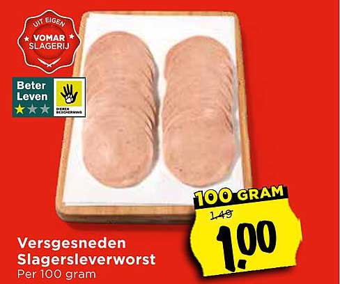 Versgesneden Slagersleverworst Per 100 gram