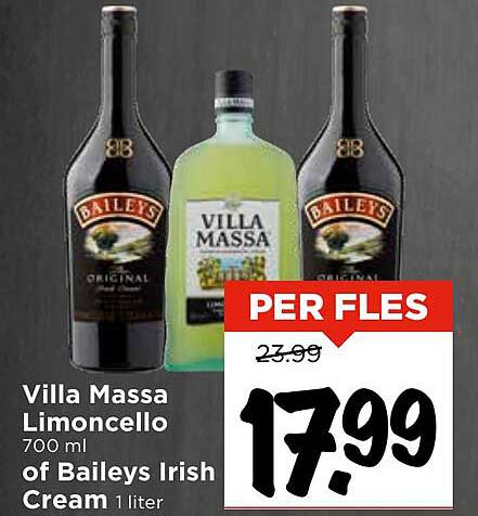 Villa Massa Limoncello 700 ml of Baileys Irish Cream 1 liter