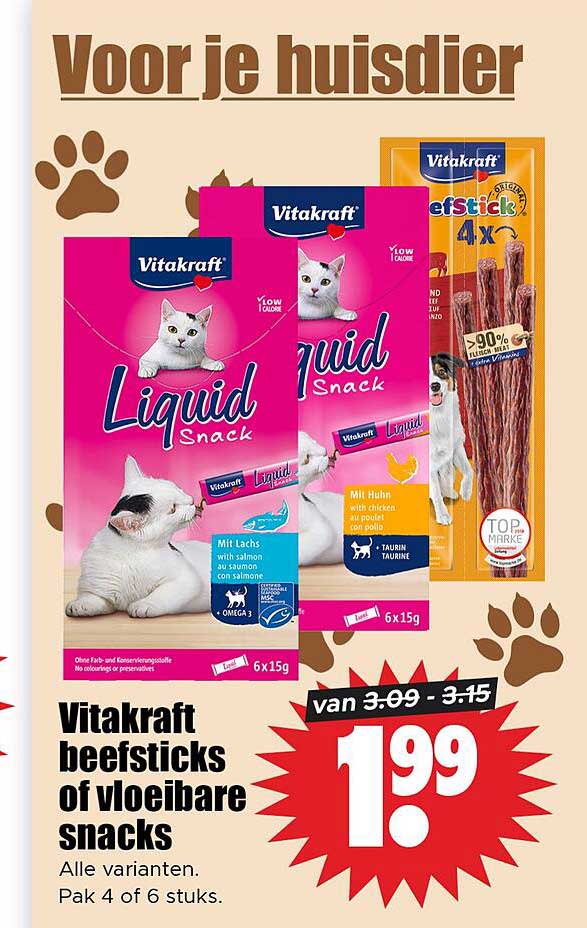 Vitakraft beefsticks of vloeibare snacks