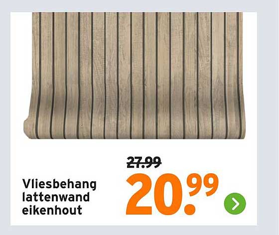 Vliesbehang lattenwand eikenhout