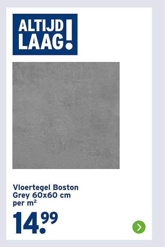 Vloertegel Boston Grey 60x60 cm per m²