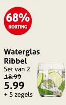 Waterglas Ribbel Set van 2
