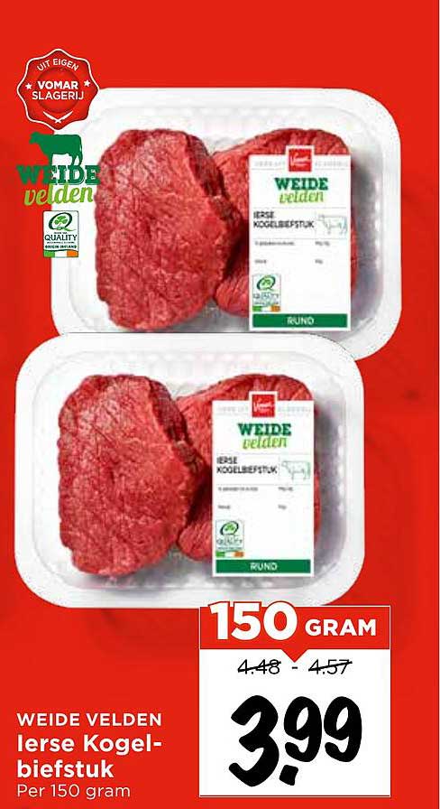 WEIDE VELDEN Ierse Kogelbiefstuk Per 150 gram