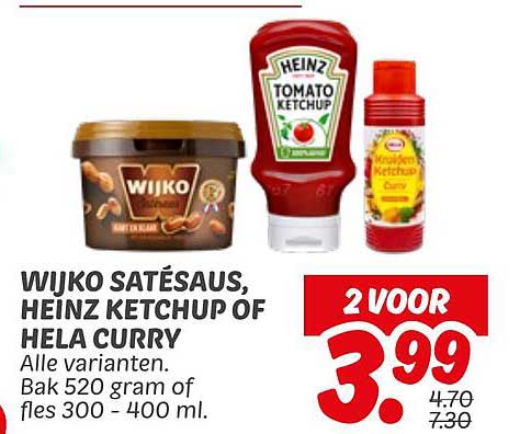 WIJKO SATÉSAUS, HEINZ KETCHUP OF HELA CURRY