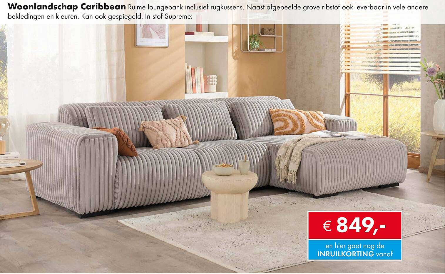Woonlandschap Caribbean Ruime loungebank inclusief rugkussens