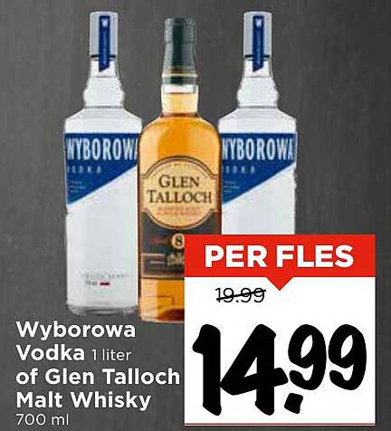 Wyborowa Vodka 1 liter of Glen Talloch Malt Whisky 700 ml