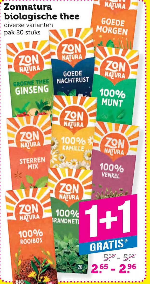Zonnatura biologische thee diverse varianten pak 20 stuks